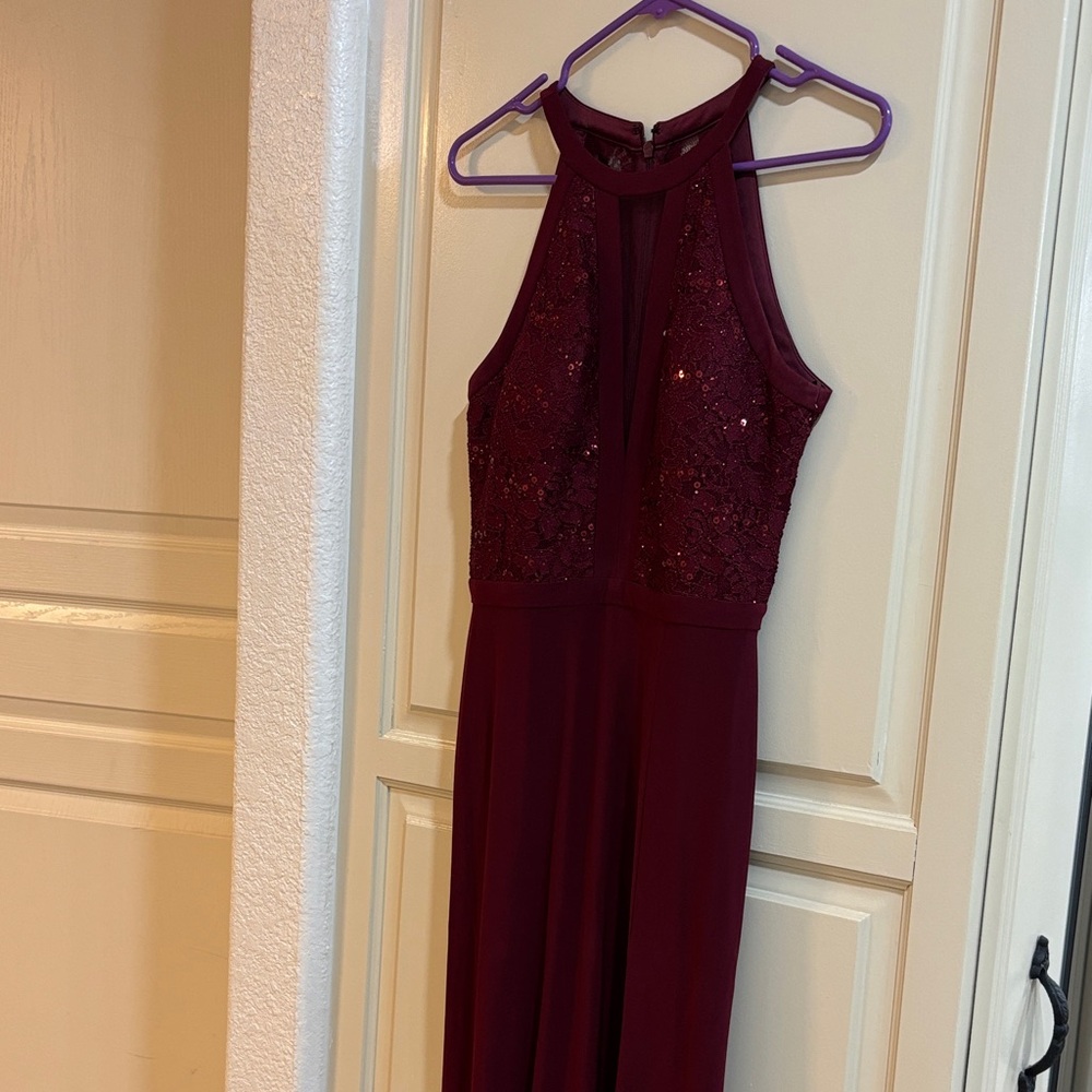 Elegant Burgundy Halter Dress